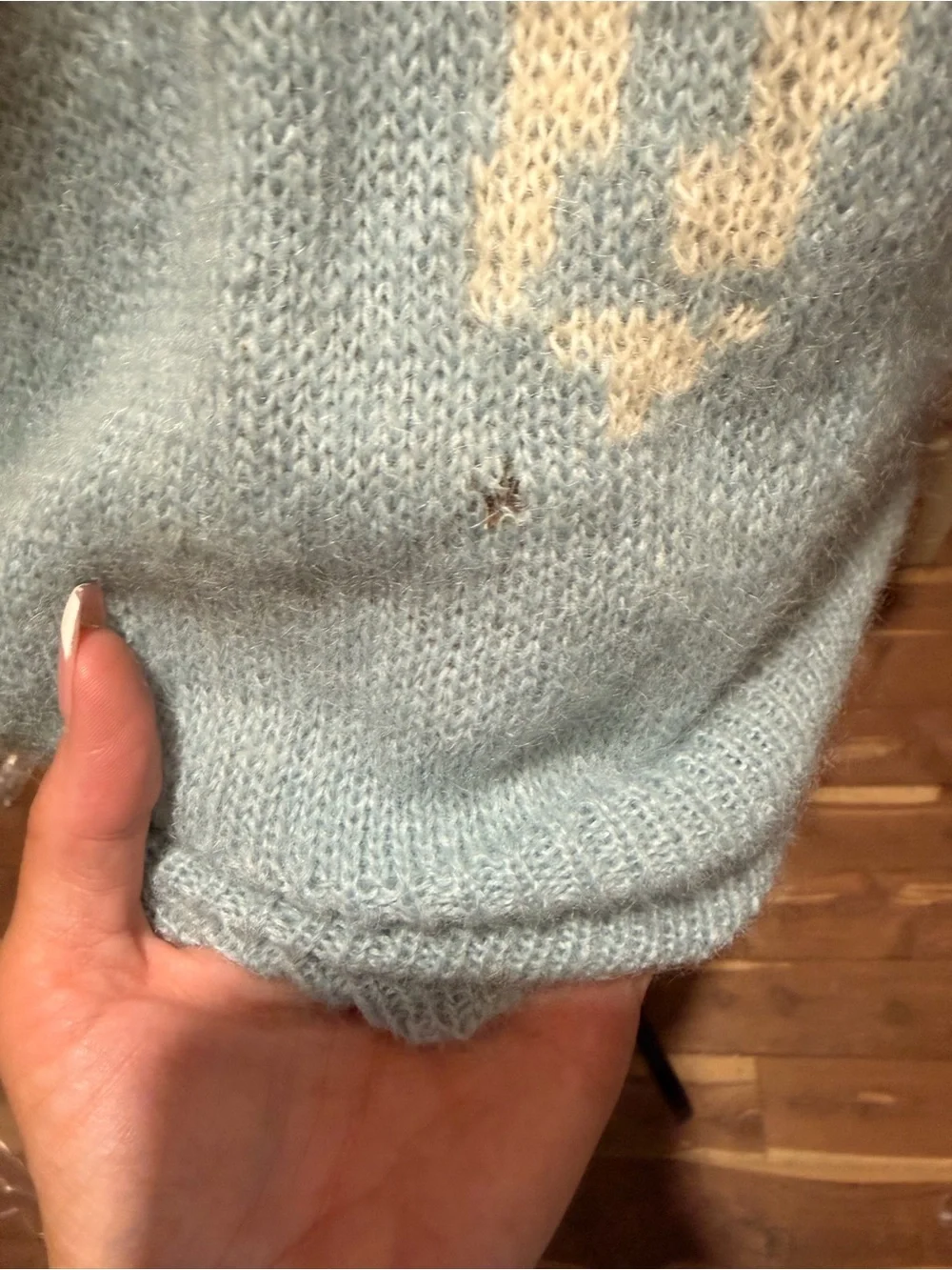 VTG Escada 3Pc Mohair Sweater Set Blue Cream Damaged As Is